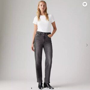 Levi's Ribcage Straight Ankle Jean Button Fly | Well Worn Black | 30 x 27